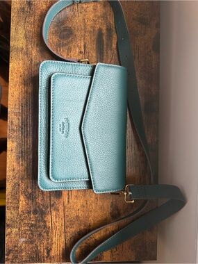 American West Teal Pebbled Leather Crossbody Bag